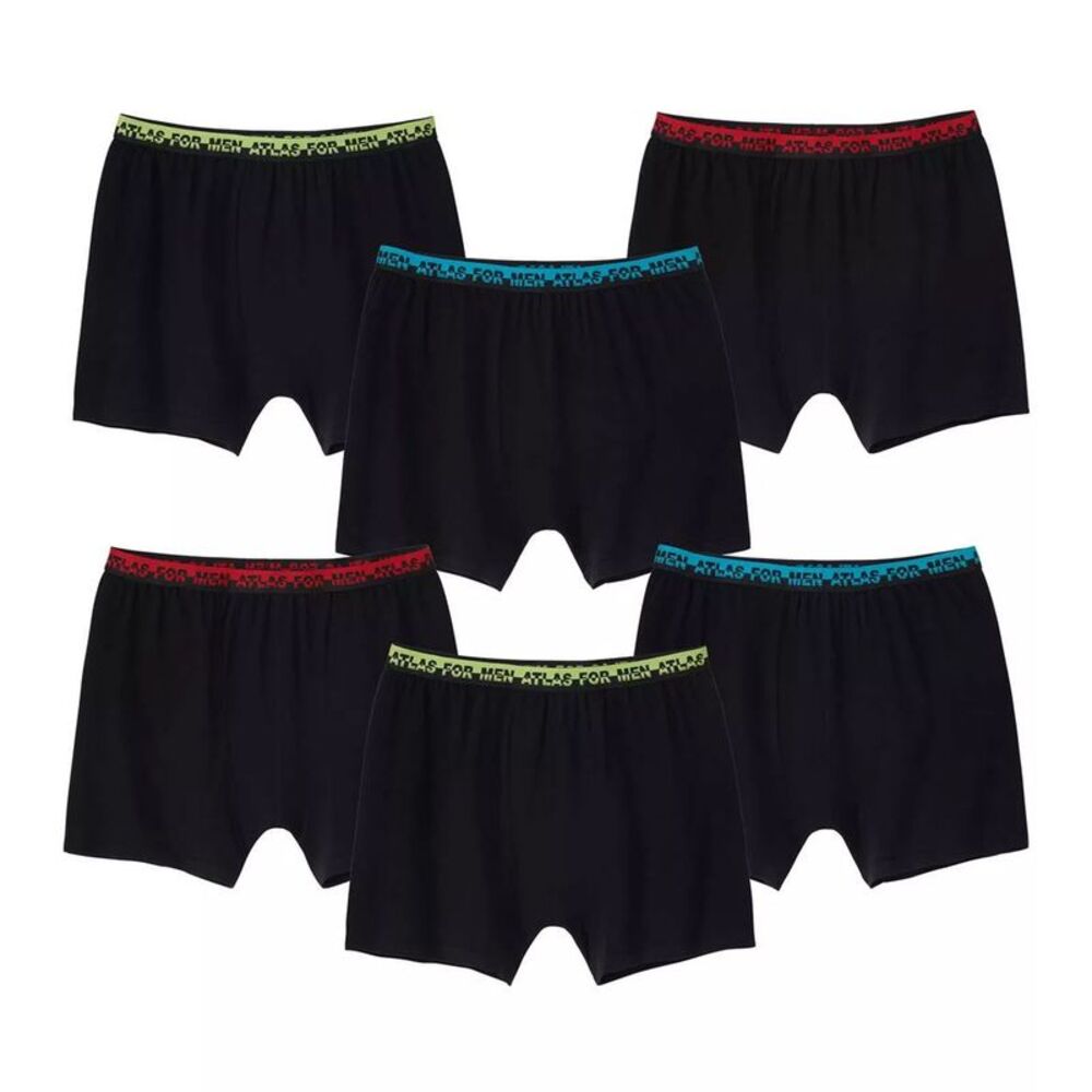 Atlas For Men Mens Plain Stretch Boxer Shorts (Pack of 6) / Black